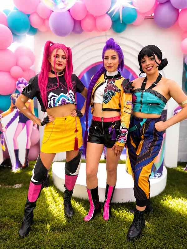 Huntrix K-Pop characters at a kids birthday party