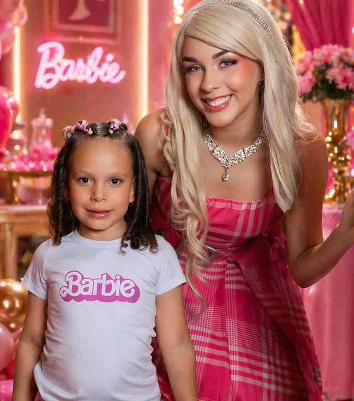 Barbie character with a birthday girl